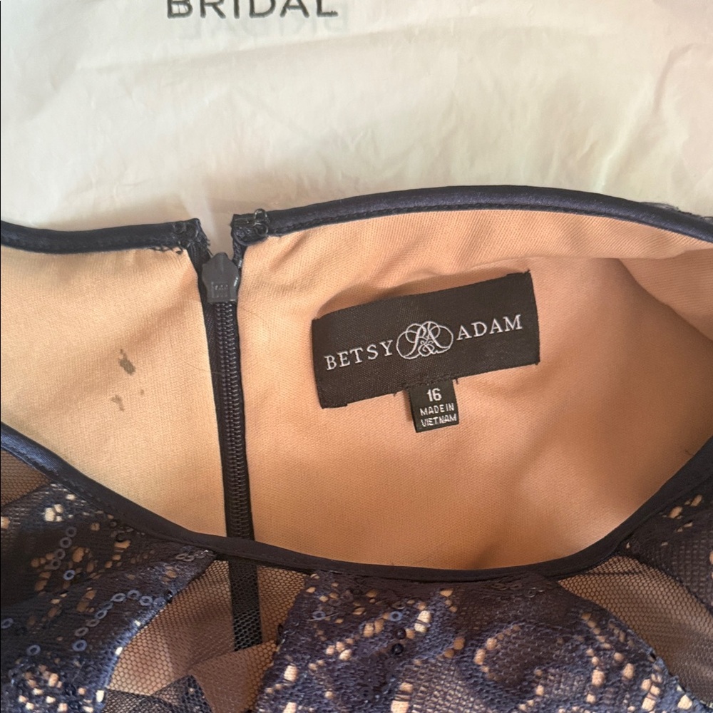 Betsy & Adam Navy Sequin Maxi Dress - Picture 3 of 11